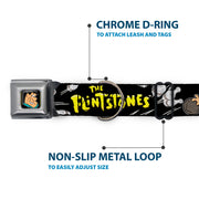 Fred Face Full Color Black Seatbelt Buckle Collar - Dog Collar FSE-Fred Face Full Color Black - THE FLINTSTONES Fred Bowling Poses/Bowling Pins Black