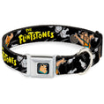 Load image into Gallery viewer, Fred Face Full Color Black Seatbelt Buckle Collar - Dog Collar FSE-Fred Face Full Color Black - THE FLINTSTONES Fred Bowling Poses/Bowling Pins Black
