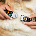 Fred Face Full Color Black Seatbelt Buckle Collar - Fred Face/Pose YABBA DABBA DOO Black/Gray/Orange