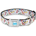 Load image into Gallery viewer, FROSTY THE SNOWMAN Logo Full Color White/Blues Seatbelt Buckle Collar - Frosty the Snowman Pose Scattered White
