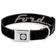 Ford F-100 Logo Full Color Black/Tans Seatbelt Buckle Collar - FORD F-100 Script Black/Tan-Gray