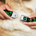 GREEN ARROW Logo Full Color Black Green Seatbelt Buckle Collar - GREEN ARROW Action Poses/Targets Black/Greens