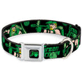 Load image into Gallery viewer, GREEN ARROW Logo Full Color Black Green Seatbelt Buckle Collar - GREEN ARROW Action Poses/Targets Black/Greens
