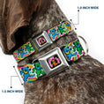 Load image into Gallery viewer, GRATEFUL DEAD Dancing Bear Icon Full Color Black/Orange Seatbelt Buckle Collar - Grateful Dead Dancing Bears Swirl Multi Color

