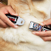 Grateful Dead Steal Your Face Stars and Stripes Logo Full Color Black/White/Red/Blue Seatbelt Buckle Collar - GRATEFUL DEAD Text with Steal Your Face Stars and Stripes Logo Black/White/Red/Blue