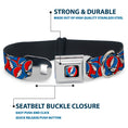 Load image into Gallery viewer, Grateful Dead Steal Your Face Logo Full Color Black/Red/White/Blue Seatbelt Buckle Collar - Grateful Dead Steal Your Face Logo Stacked Red/White/Blue
