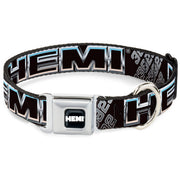 HEMI Bold Full Color Black/White Seatbelt Buckle Collar - HEMI Bold Outline 392/426 Black/Silver-Fade