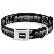HEMI Bold Full Color Black White Seatbelt Buckle Collar - HEMI 5.7 LITER Black/White/Silver-Fade