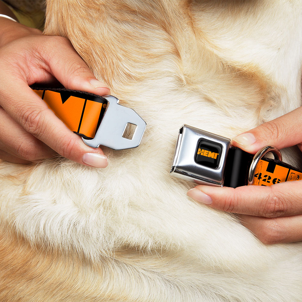 HEMI 426 Logo Full Color Black Orange Seatbelt Buckle Collar - HEMI 426 Logo Repeat Black/Orange