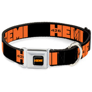 HEMI 426 Logo Full Color Black Orange Seatbelt Buckle Collar - HEMI 426 Logo Repeat Black/Orange