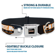 HEMI POWERED Logo Full Color Black/Orange/White/Gray Seatbelt Buckle Collar - HEMI POWERED Logo Repeat Black/Orange/White/Gray