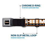 HEMI POWERED Logo Full Color Black/Orange/White/Gray Seatbelt Buckle Collar - HEMI POWERED Logo Repeat Black/Orange/White/Gray