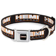 HEMI POWERED Logo Full Color Black/Orange/White/Gray Seatbelt Buckle Collar - HEMI POWERED Logo Repeat Black/Orange/White/Gray