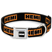 HEMI Bold Full Color Black/Orange/White/Black Seatbelt Buckle Collar - HEMI Bold Black/Orange/White/Black