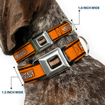 426 HEMI Badge Black/White/Orange Seatbelt Buckle Collar - 426 HEMI Badge/Stripes Weathered Orange/Black/White