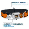 Load image into Gallery viewer, 426 HEMI Badge Black/White/Orange Seatbelt Buckle Collar - 426 HEMI Badge/Stripes Weathered Orange/Black/White
