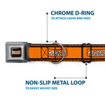 426 HEMI Badge Black/White/Orange Seatbelt Buckle Collar - 426 HEMI Badge/Stripes Weathered Orange/Black/White
