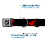 Honda Motorcycle Black Silver Seatbelt Buckle Collar - HONDA Motorcycle Logo Black/Red