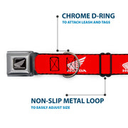 Honda Motorcycle Black/Silver Seatbelt Buckle Collar - HONDA Motorcycle Logo Red/White