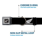 Honda Motorcycle Black Silver Seatbelt Buckle Collar - HONDA Motorcycle Logo Black/White