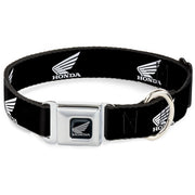 Honda Motorcycle Black Silver Seatbelt Buckle Collar - HONDA Motorcycle Logo Black/White