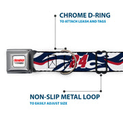 HENDRICK MOTORSPORTS Checker Logo Full Color Red/White Seatbelt Buckle Collar - William Byron #24 Car Scheme White/Red/Blue