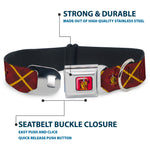 Gryffindor Crest Full Color Red Seatbelt Buckle Collar - Harry Potter Gryffindor Crest Plaid Reds/Gold