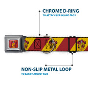 GRYFFINDOR Crest Full Color Red Seatbelt Buckle Collar - GRYFFINDOR Crest Diagonal Stripe Gold/Red