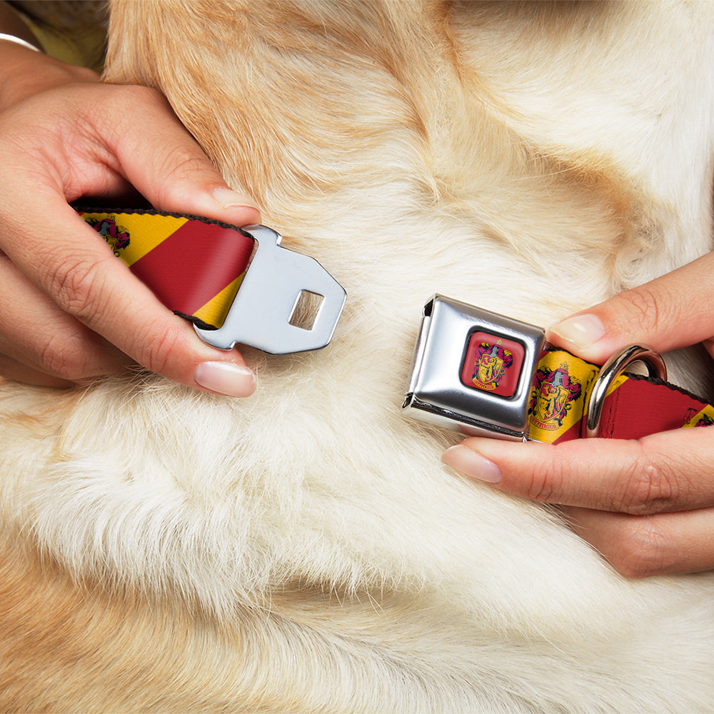 GRYFFINDOR Crest Full Color Red Seatbelt Buckle Collar - GRYFFINDOR Crest Diagonal Stripe Gold/Red