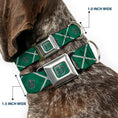 Load image into Gallery viewer, SLYTHERIN Crest Full Color Green Seatbelt Buckle Collar - Harry Potter Slytherin Crest Plaid Greens/Gray
