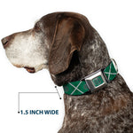 SLYTHERIN Crest Full Color Green Seatbelt Buckle Collar - Harry Potter Slytherin Crest Plaid Greens/Gray