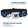 Load image into Gallery viewer, RAVENCLAW Crest Full Color Blue Seatbelt Buckle Collar - Harry Potter Ravenclaw Crest Plaid Blues/Gray

