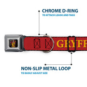 Gryffindor Crest Full Color Seatbelt Buckle Collar - Harry Potter GRYFFINDOR & Crest Black/Red