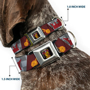 Gryffindor Crest Full Color Seatbelt Buckle Collar - Harry Potter GRYFFINDOR/Quiditch Ball/Crown Burgundy Red/Golds/Grays