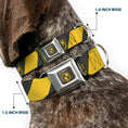 Load image into Gallery viewer, HUFFLEPUFF Crest Full Color Charcoal Gray Seatbelt Buckle Collar - HUFFLEPUFF Crest Diagonal Stripe Charcoal Gray/Yellow
