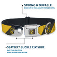 Load image into Gallery viewer, HUFFLEPUFF Crest Full Color Charcoal Gray Seatbelt Buckle Collar - HUFFLEPUFF Crest Diagonal Stripe Charcoal Gray/Yellow
