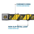 Load image into Gallery viewer, HUFFLEPUFF Crest Full Color Charcoal Gray Seatbelt Buckle Collar - HUFFLEPUFF Crest Diagonal Stripe Charcoal Gray/Yellow
