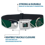 Slytherin Crest Full Color Seatbelt Buckle Collar - Slytherin Crest/Stripe5 Green/Gray