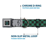 Slytherin Crest Full Color Seatbelt Buckle Collar - Harry Potter SLYTHERIN/Checker Blocks Grays/Greens