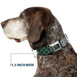 Slytherin Crest Full Color Seatbelt Buckle Collar - Harry Potter SLYTHERIN/Checker Blocks Grays/Greens