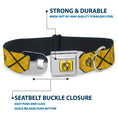 Load image into Gallery viewer, HUFFLEPUFF Crest Full Color Gold Seatbelt Buckle Collar - Harry Potter Hufflepuff Crest Plaid Yellows/Gray
