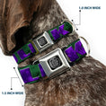 Load image into Gallery viewer, MARVEL AVENGERS Hulk Avengers Icon Black Silver Seatbelt Buckle Collar - HULK Face CLOSE-UP/Action Pose Greens/Purples
