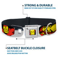 Load image into Gallery viewer, MARVEL COMICS Iron Man Face Full Color Red Yellow Seatbelt Buckle Collar - THE INVINCIBLE IRON MAN Action Poses Black/Red/Yellow
