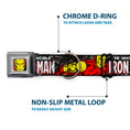Load image into Gallery viewer, MARVEL COMICS Iron Man Face Full Color Red Yellow Seatbelt Buckle Collar - THE INVINCIBLE IRON MAN Stacked Comic Books/Action Poses
