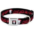 Load image into Gallery viewer, It Chapter Two Pennywise Face Full Color Black/Reds/Blues Seatbelt Buckle Collar - It Chapter Two Pennywise Face COME BACK AND PLAY Black/Reds
