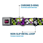 INVADER ZIM Title Logo Full Color Pink/Green Seatbelt Buckle Collar - Invader Zim GIR DOOM Pose Checker Black/Gray