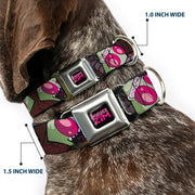 INVADER ZIM Title Logo Full Color Pink/Green Seatbelt Buckle Collar - Invader Zim Close-Up Poses Reds