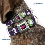 INVADER ZIM Title Logo Full Color Pink/Green Seatbelt Buckle Collar - Invader Zim GIR Poses and Sketch Purple