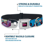 INVADER ZIM Title Logo Full Color Pink/Green Seatbelt Buckle Collar - Invader Zim GIR and Piggy Rule the World Poses Blue