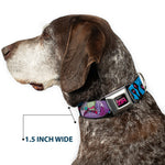 INVADER ZIM Title Logo Full Color Pink/Green Seatbelt Buckle Collar - Invader Zim GIR and Piggy Rule the World Poses Blue